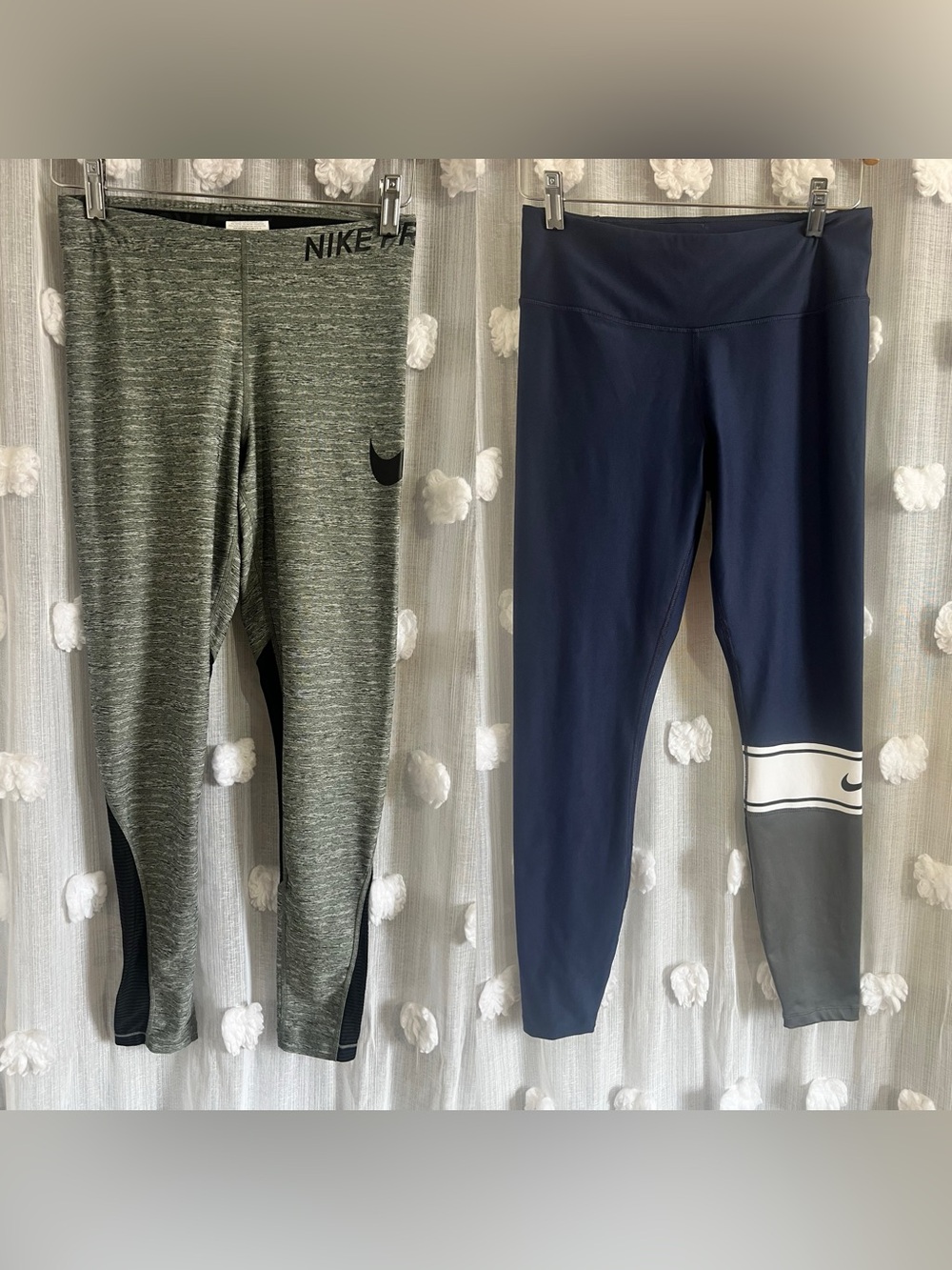 Nike Two-Pair Athletic Leggings Set — Grey Heather & Navy